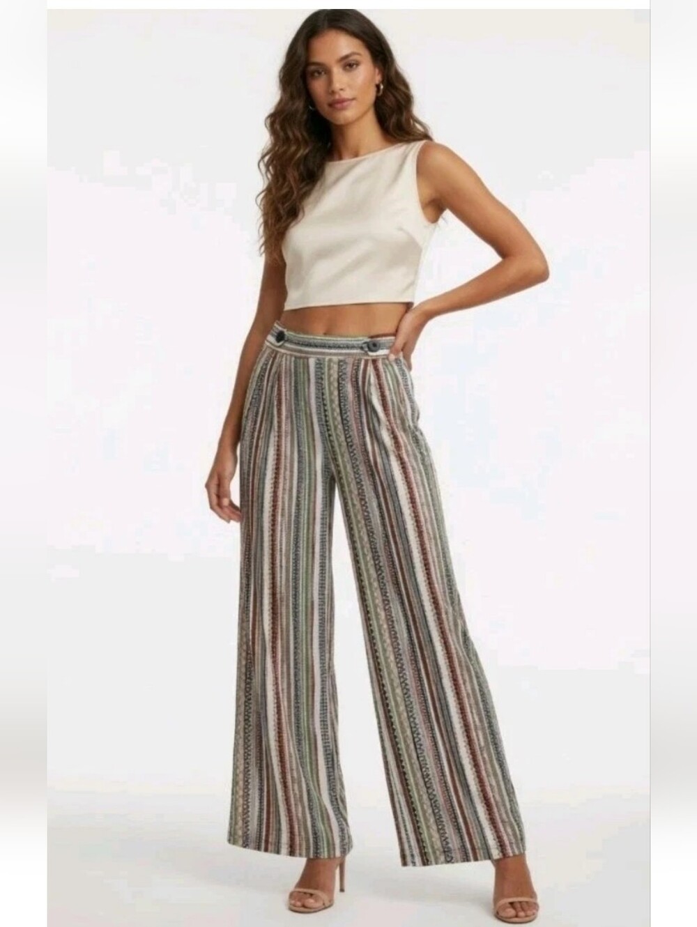 Y2k Robert Lewis Striped Palazzo Pants Wide Leg Baggy Festival Earthy Boho L